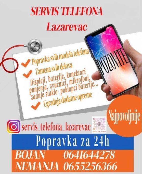 Svi oglasi 40 Servis telefona Lazarevac